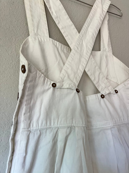 Free People Charlie Utility Jumpsuit Overalls White Cotton - US 6