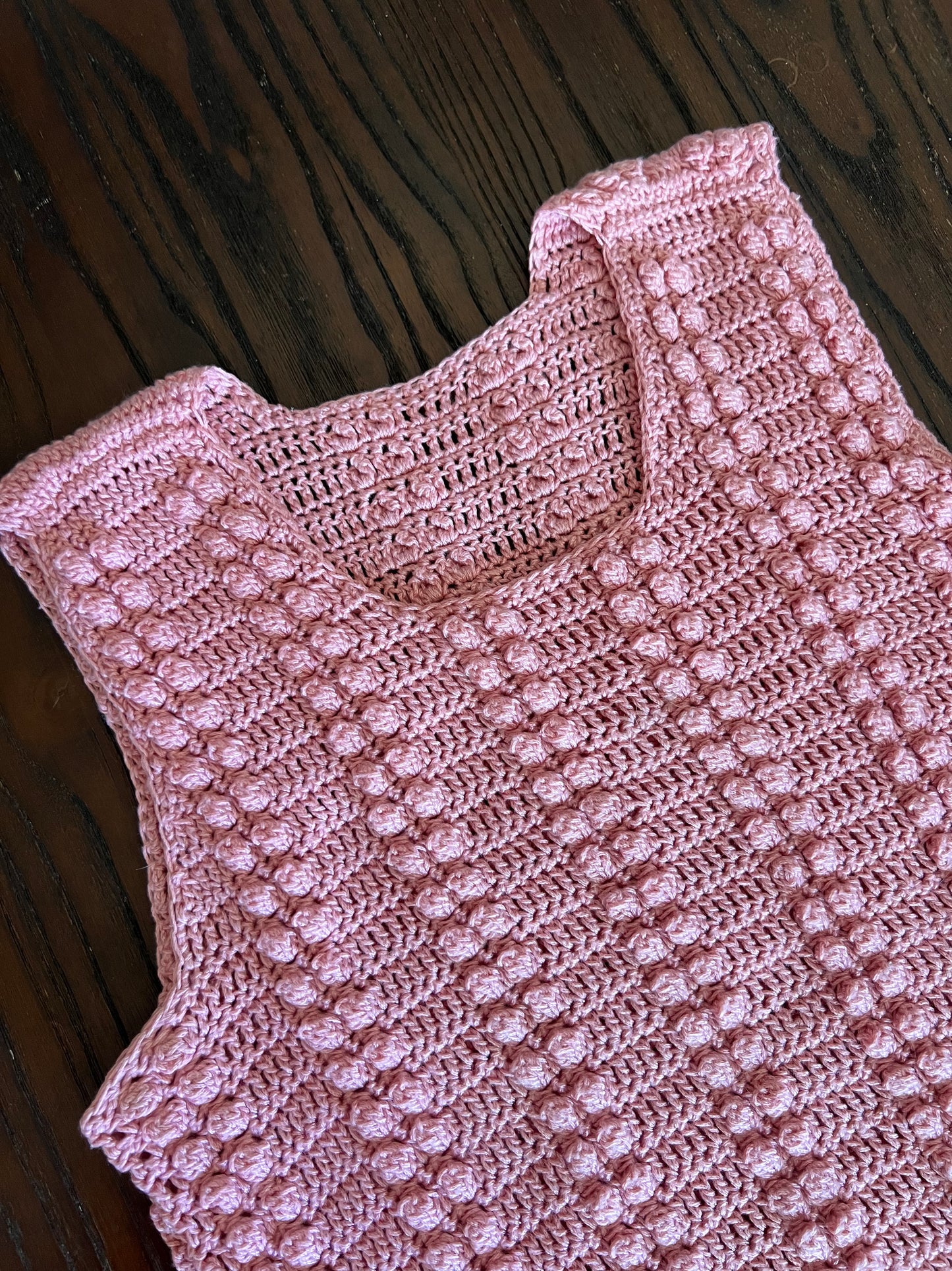 Handmade Pink Crochet Vest Pullover Top - S