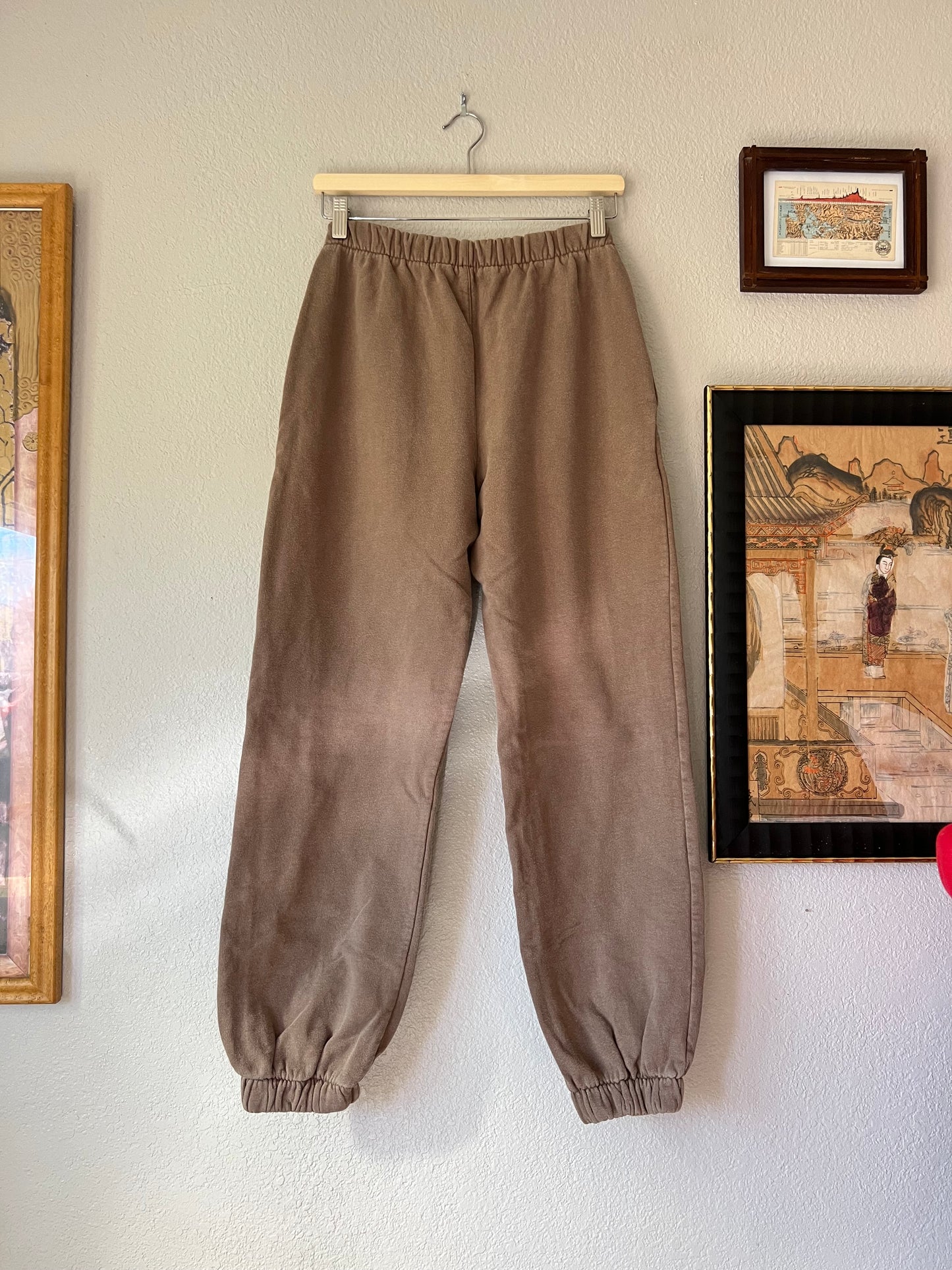 John Galt Washed Brown Sweatpants High Waisted - S