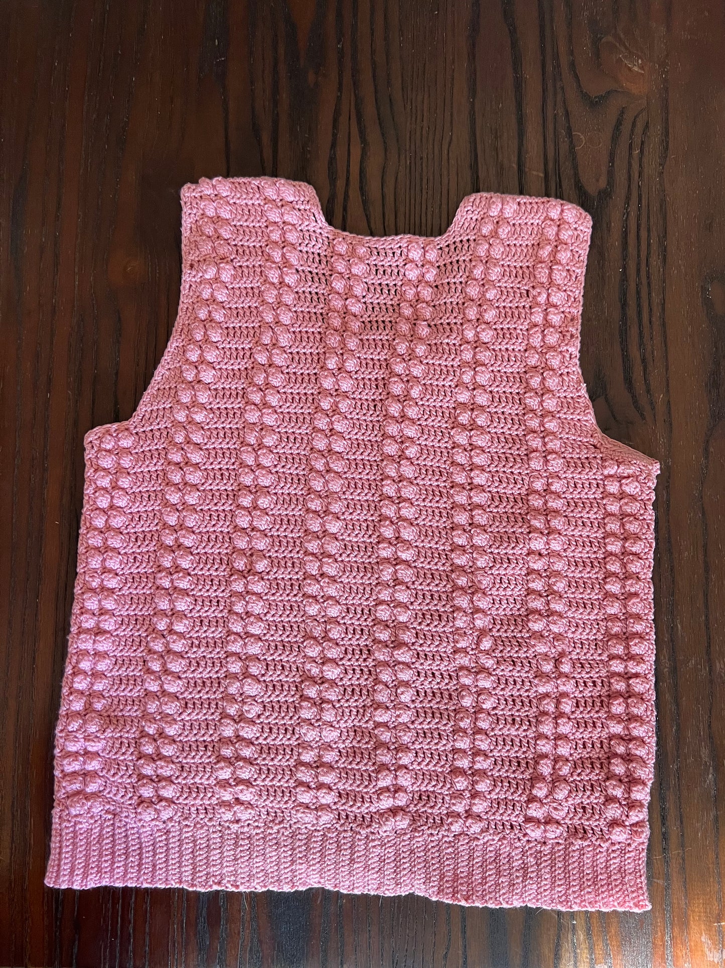 Handmade Pink Crochet Vest Pullover Top - S