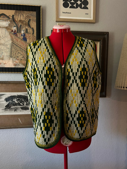 70s by Sabra Knitted Argyle Vest