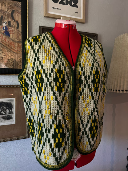 70s by Sabra Knitted Argyle Vest