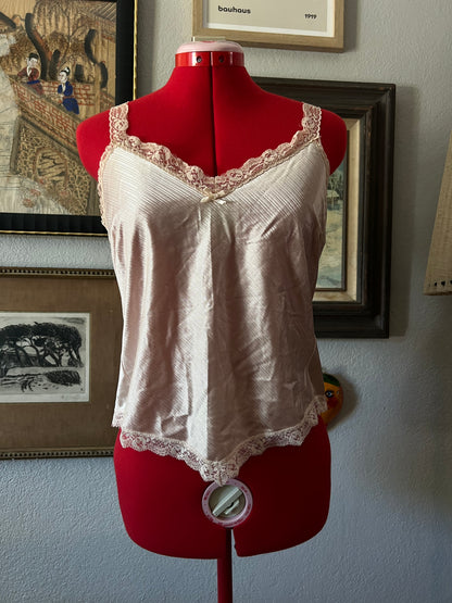 Vintage Light Pink Satin Silky Top