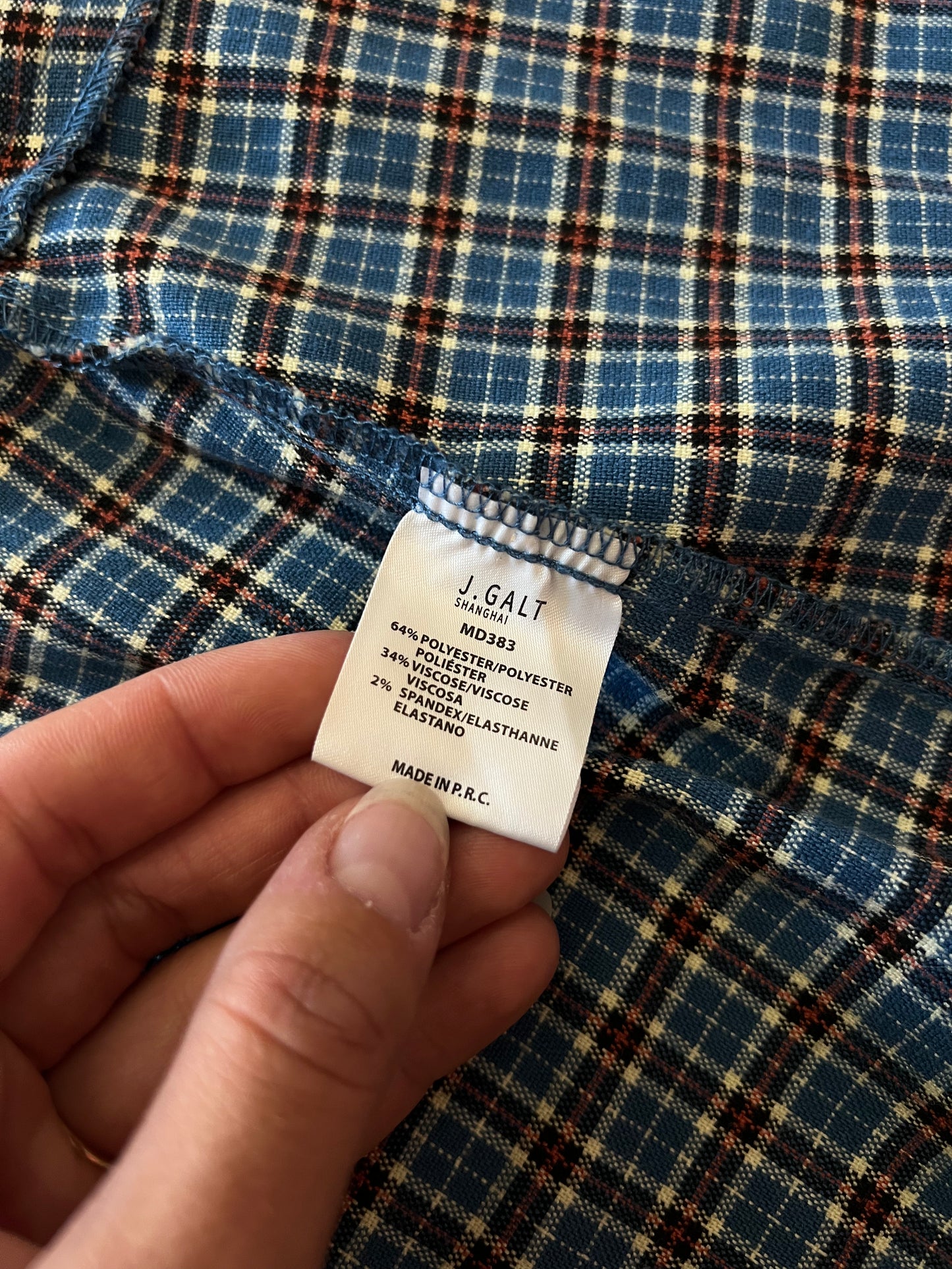 John Galt Wrap Around Blue Tartan Skirt - Small