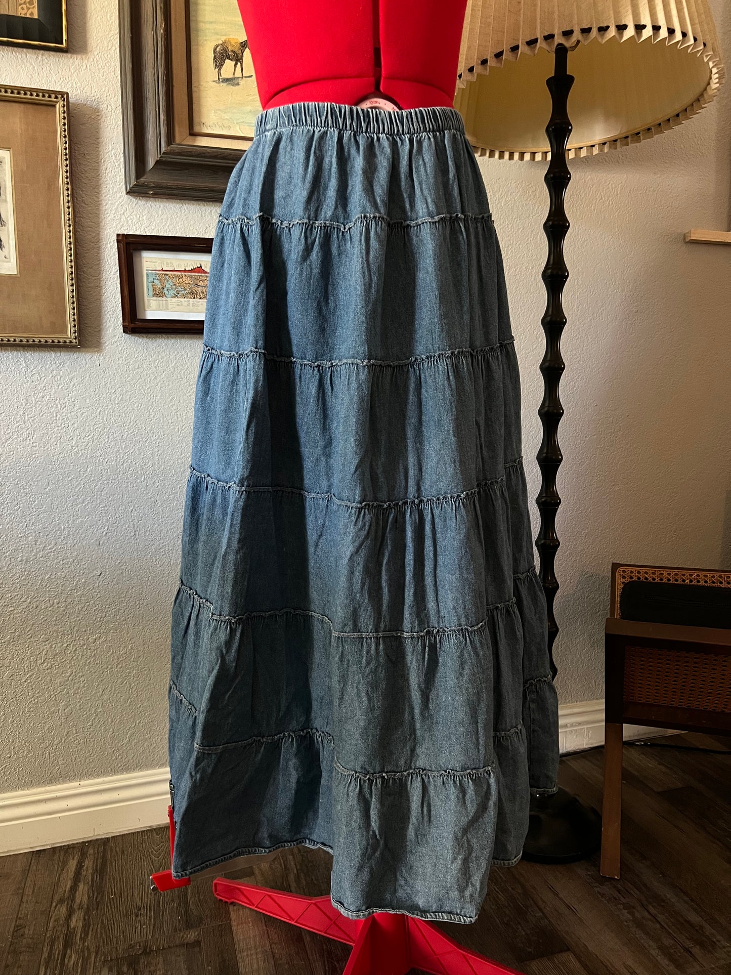 Vintage Denim Maxi Skirt