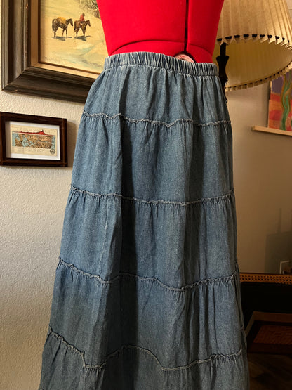 Vintage Denim Maxi Skirt