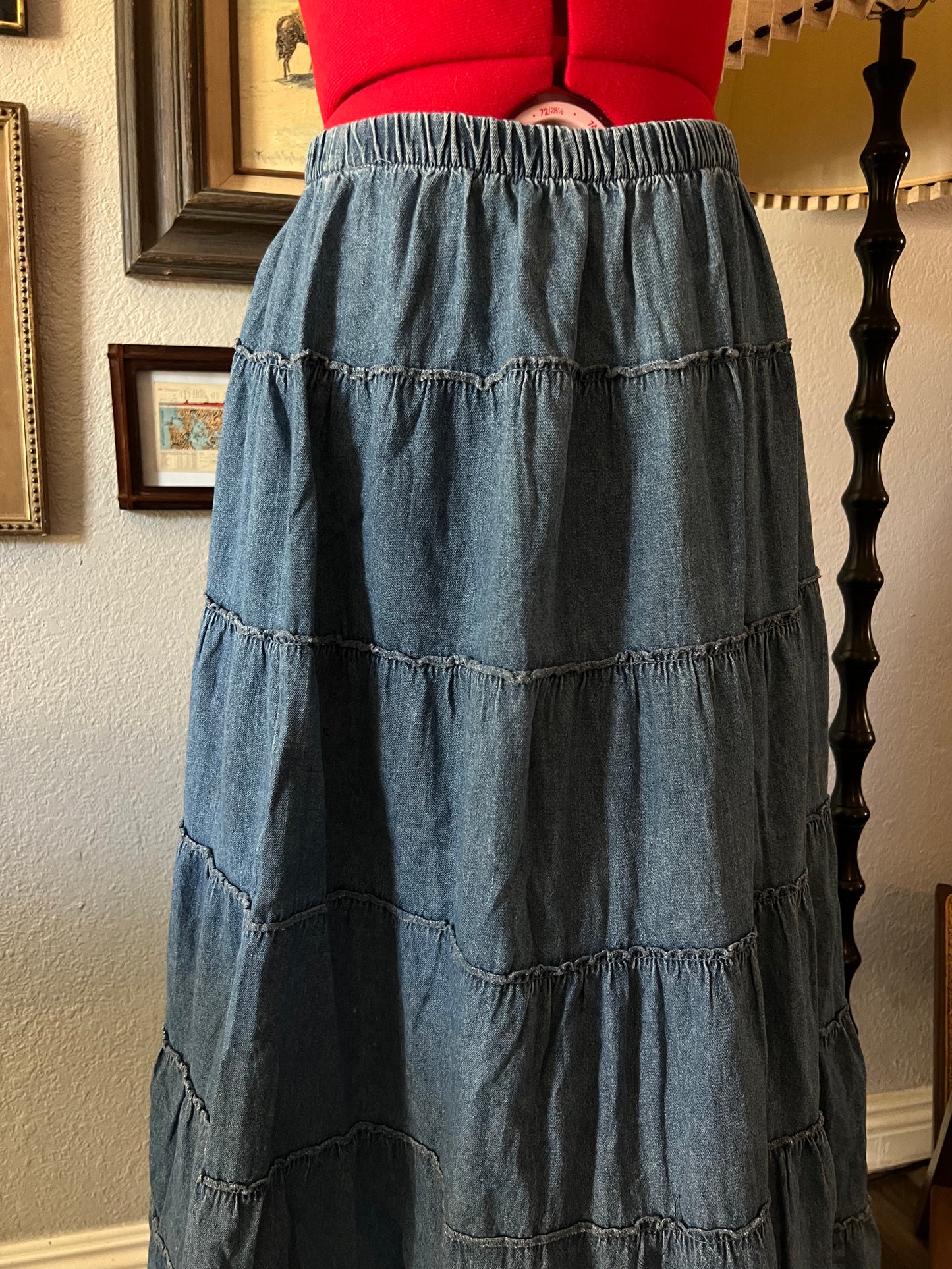 Vintage Denim Maxi Skirt