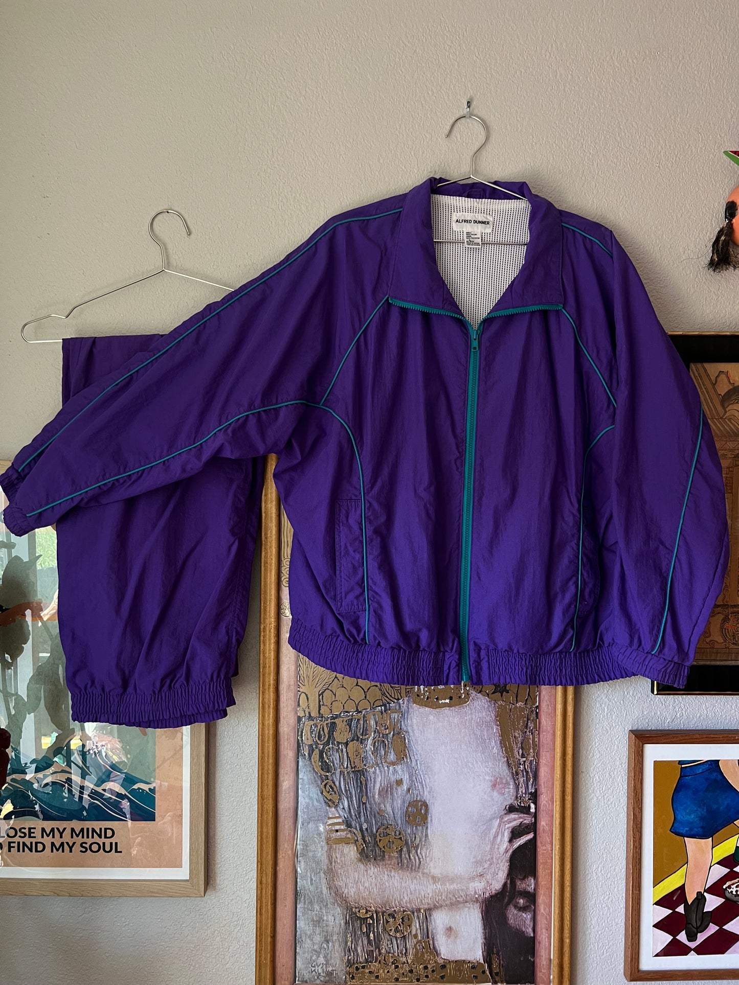 90s Alfred Dunner Purple and Teal Tracksuit - Large