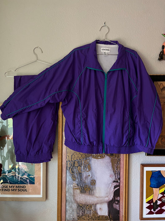 90s Alfred Dunner Purple and Teal Tracksuit - Large