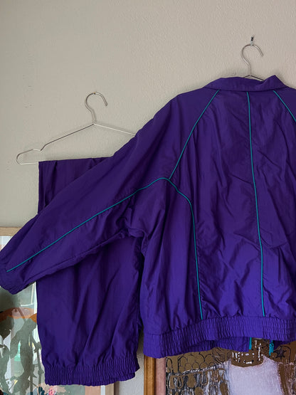 90s Alfred Dunner Purple and Teal Tracksuit - Large