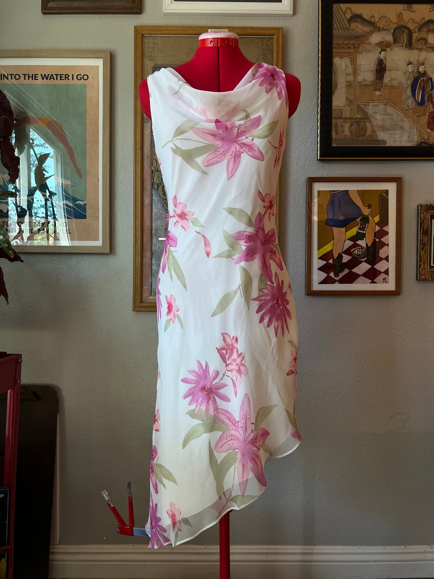 Y2K Asymmetrical Tropical Floral Dress - US5/6