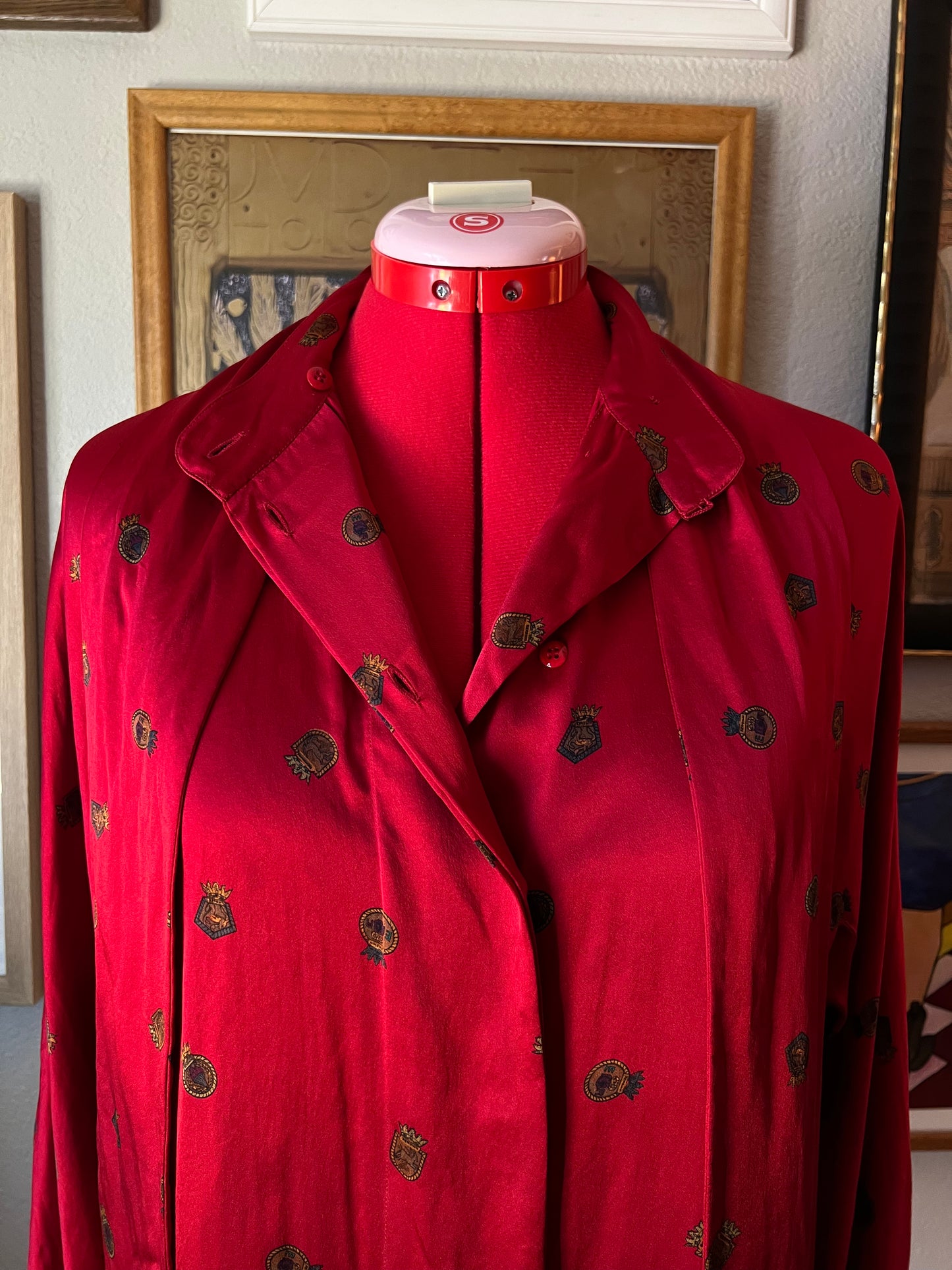 80s 100% Silk Sash Bow Blouse