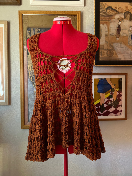 Free People Crochet Top in Terracotta - Small