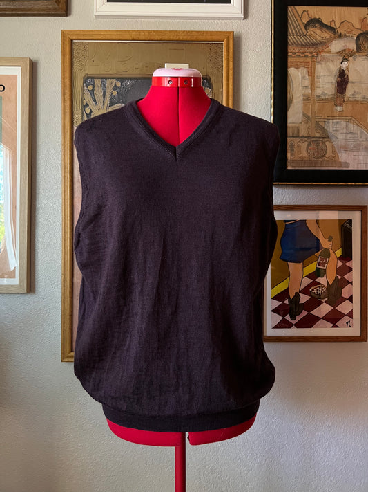 Italian Merino Wool Vest in Plum - Large