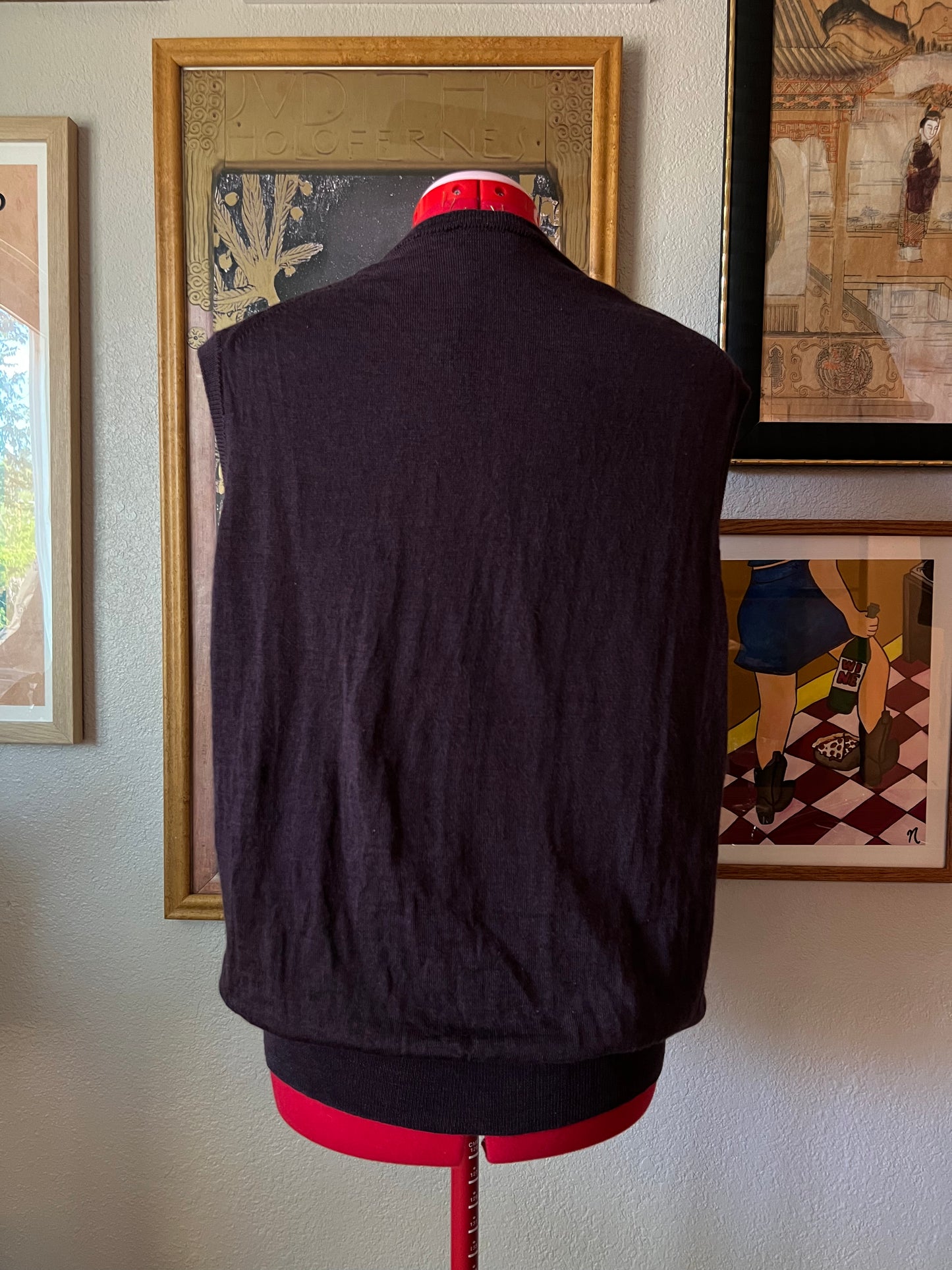 Italian Merino Wool Vest in Plum - Large