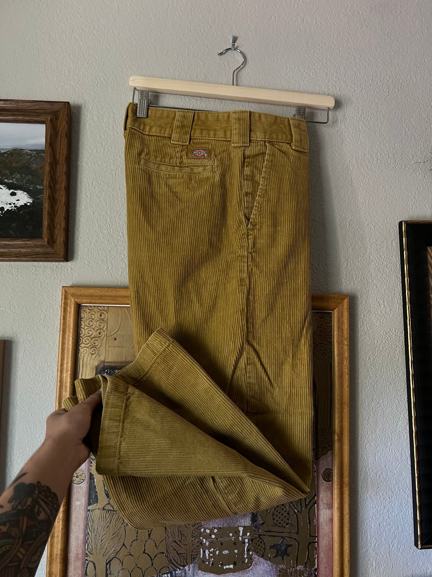 Dickies Mustard Yellow Corduroy Wide Trousers - 29"