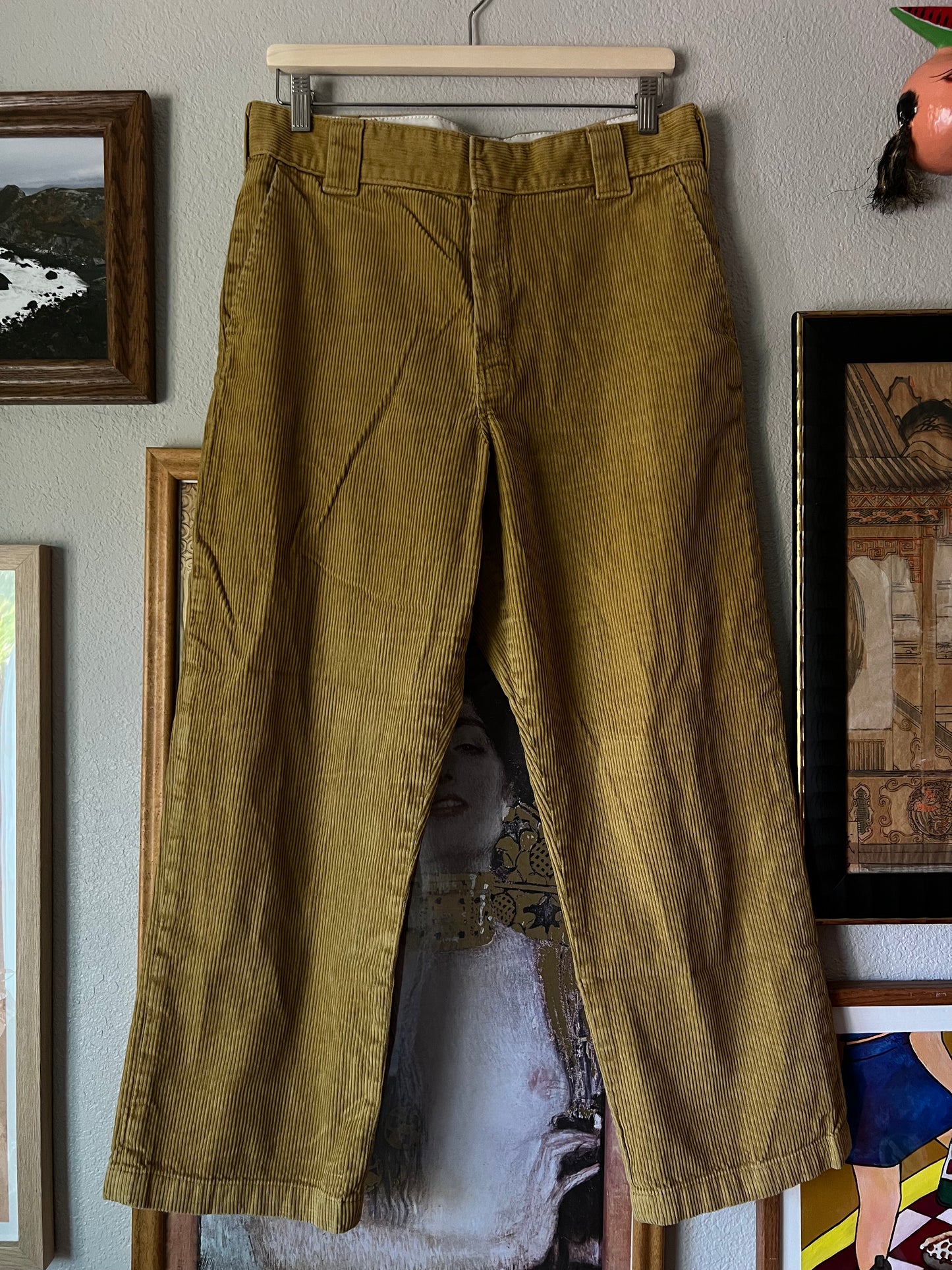 Dickies Mustard Yellow Corduroy Wide Trousers - 29"