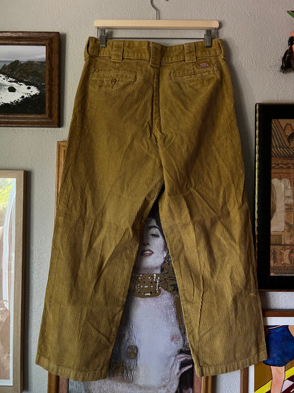 Dickies Mustard Yellow Corduroy Wide Trousers - 29"