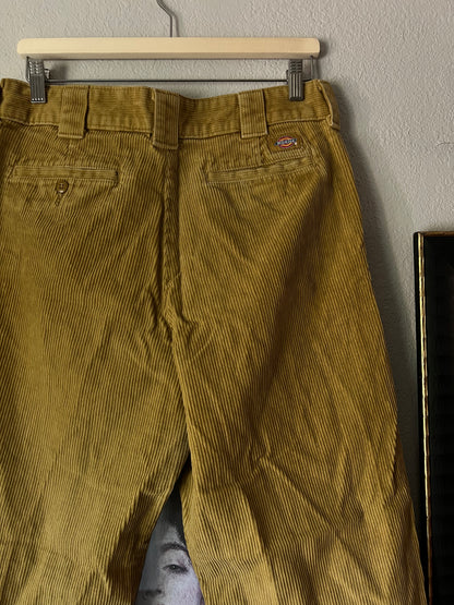 Dickies Mustard Yellow Corduroy Wide Trousers - 29"