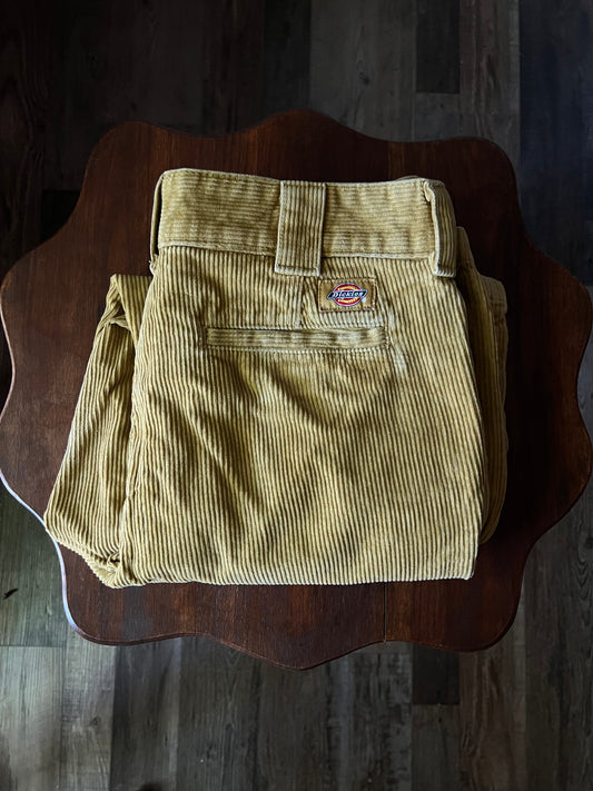 Dickies Mustard Yellow Corduroy Wide Trousers - 29"