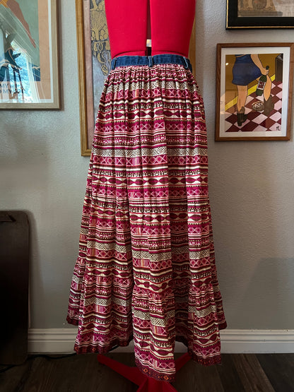 90s St John's Bay Red Striped Maxi Skirt - 28"