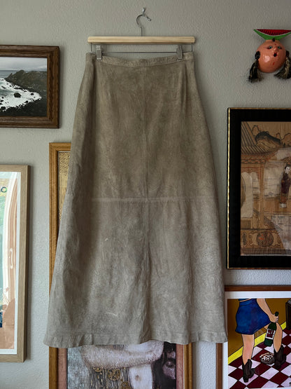 Genuine Leather Tan Maxi Skirt - 28"