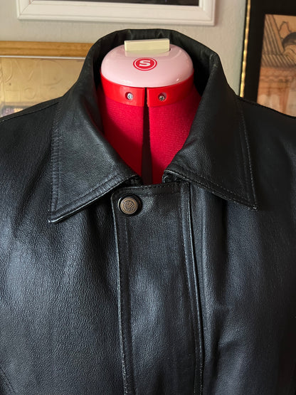 90s Bomber Leather Jacket - XL