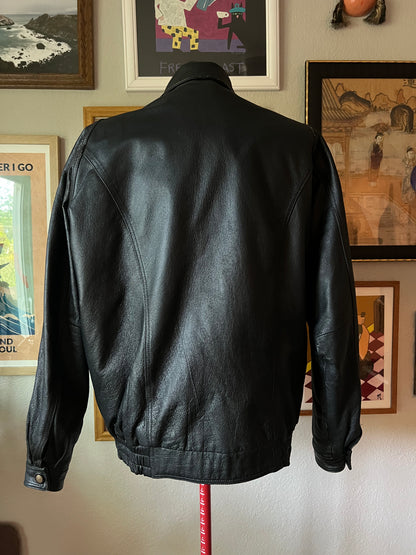 90s Bomber Leather Jacket - XL