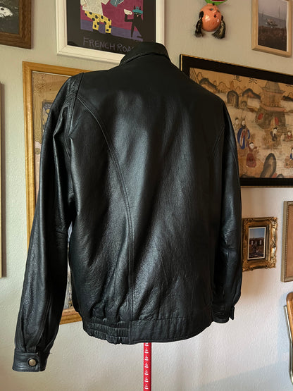 90s Bomber Leather Jacket - XL