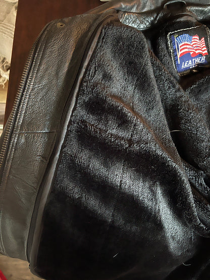 90s Bomber Leather Jacket - XL