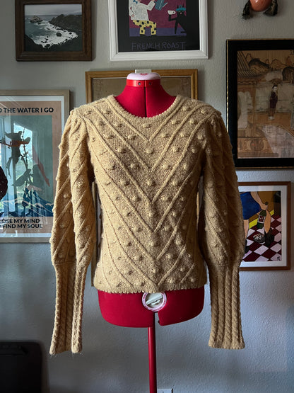 Knitted Sweater with Puffy Sleeves - S/M