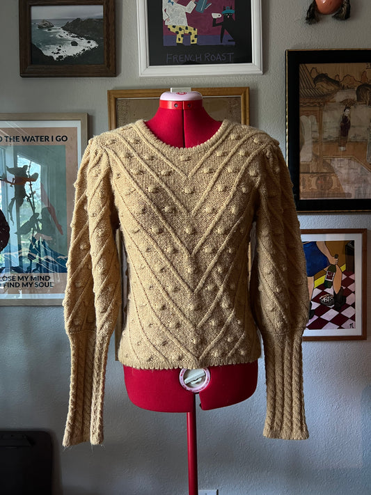 Knitted Sweater with Puffy Sleeves - S/M