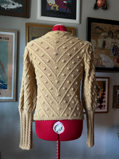 Knitted Sweater with Puffy Sleeves - S/M