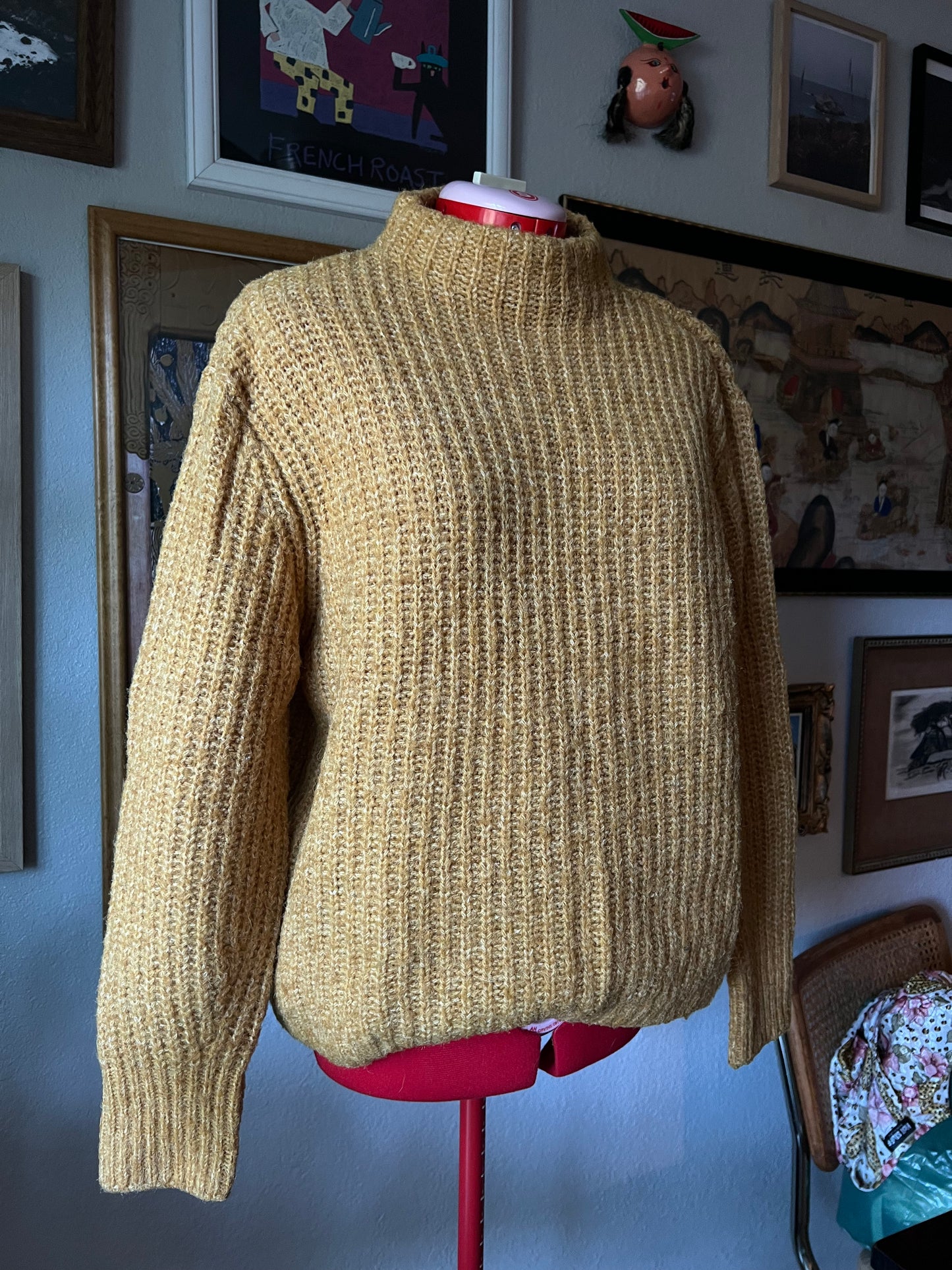 Vero Moda Mustard Mock Neck Sweater - Medium