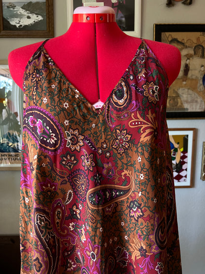 100% Silk Paisley Mini Slip Dress - US14/16