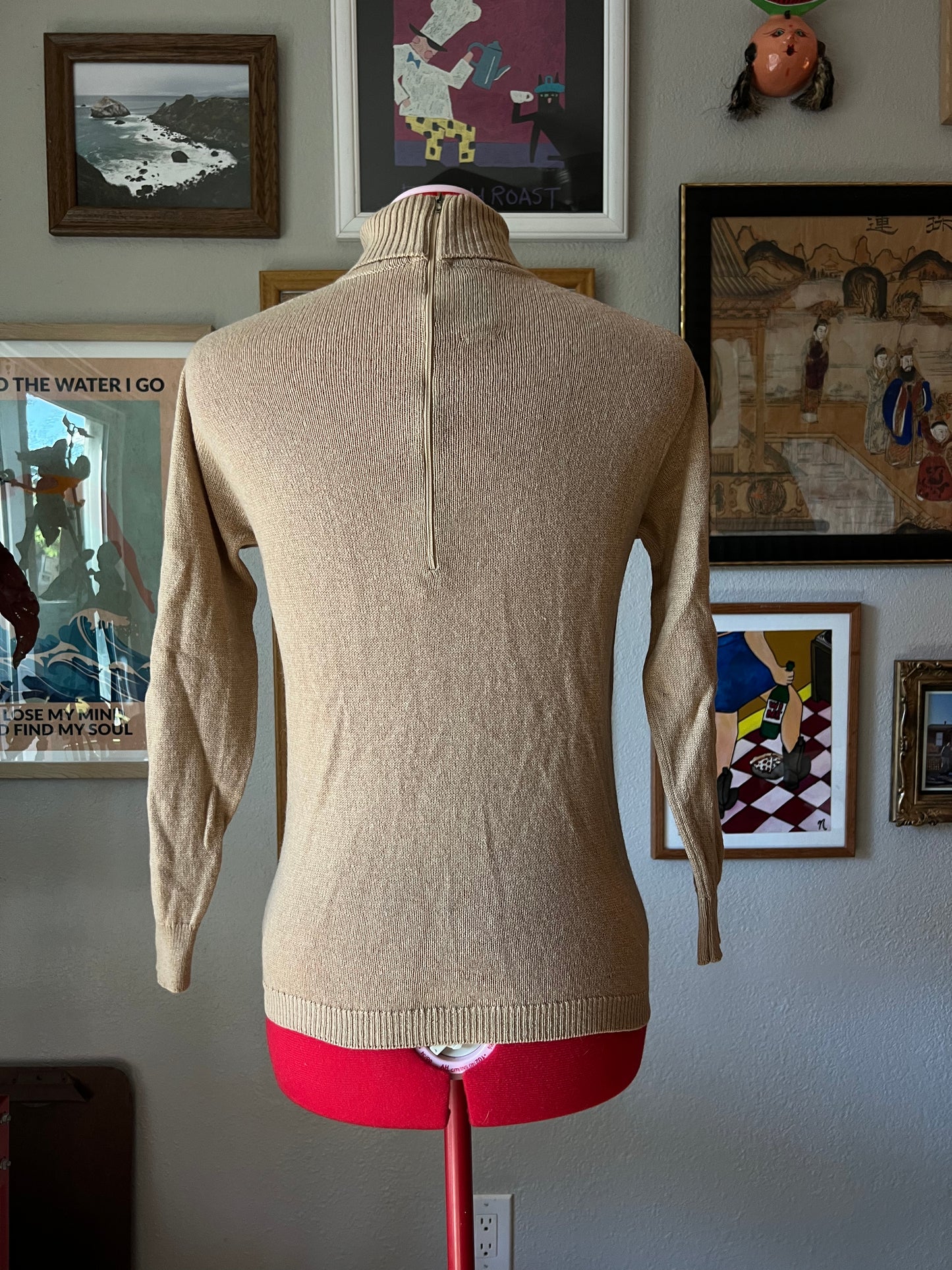 80s Ballantyne Pure Camel Hair Knitted Sweater - Small