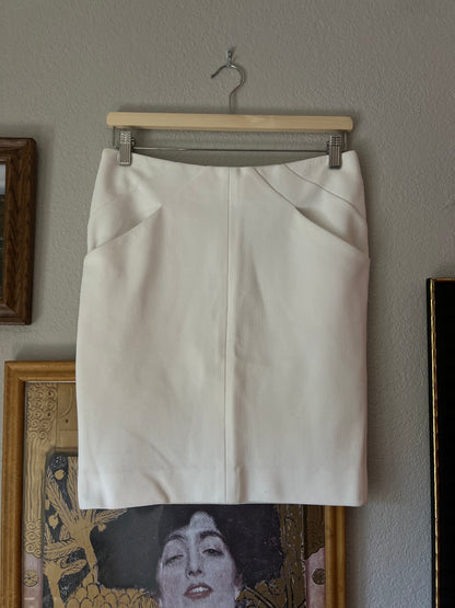 Diane Von Furstenberg White Textured Pencil Skirt - US 2