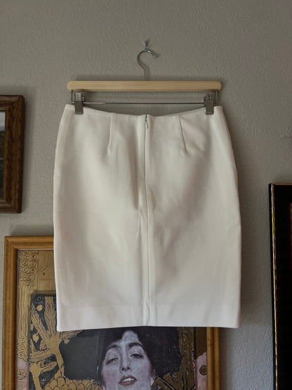 Diane Von Furstenberg White Textured Pencil Skirt - US 2