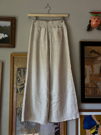 Princess Polly Wide Leg Tan Linen Blend Pants - US 2