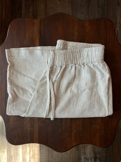 Princess Polly Wide Leg Tan Linen Blend Pants - US 2