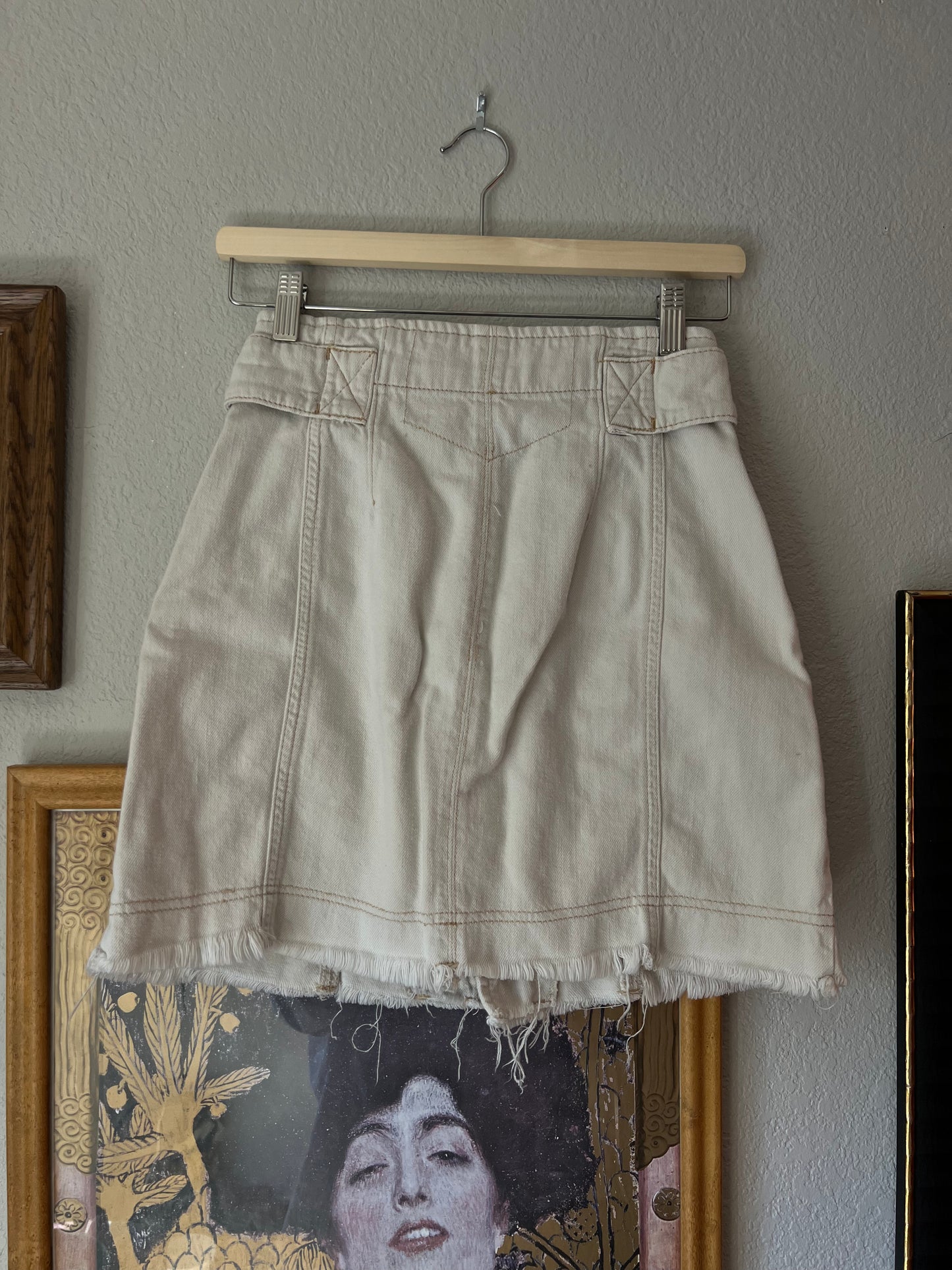 Free People Alpha Utility Mini Skirt in Cream - US 6