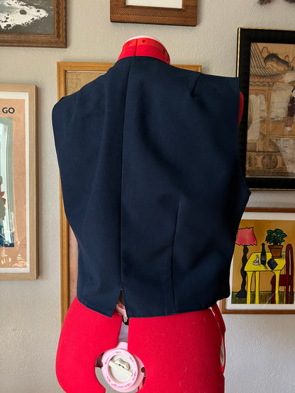 90s Navy Buttoned Vest - Large / 40"Bust