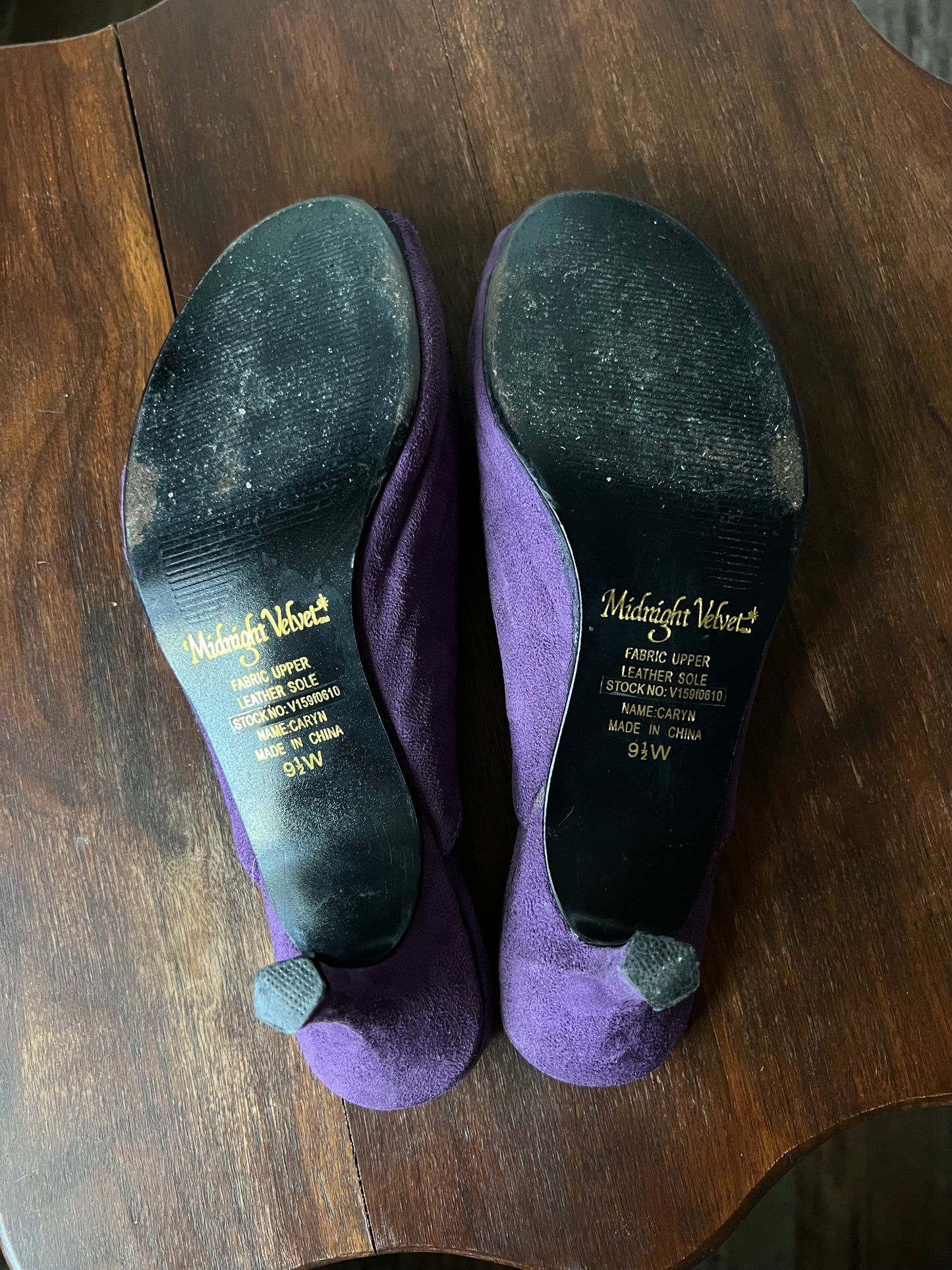 Unique Purple Velvet Mule Heel Beads + Sequins - US 9.5