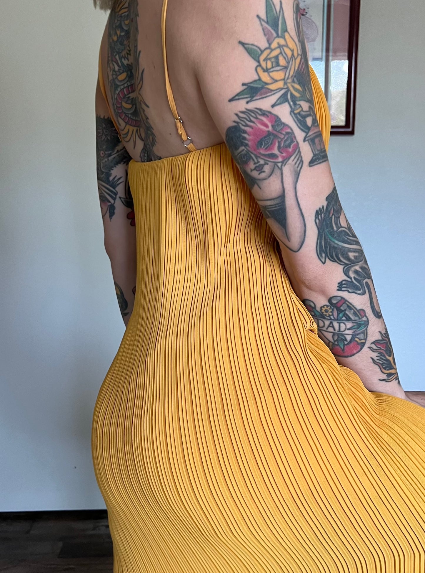 Elliatt Pleated Midi Dress in Canary Yellow - XS