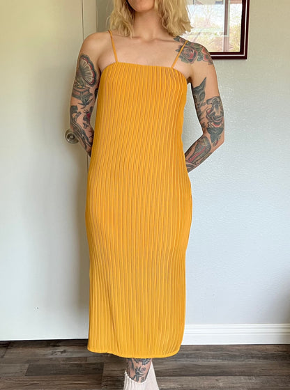 Elliatt Pleated Midi Dress in Canary Yellow - XS