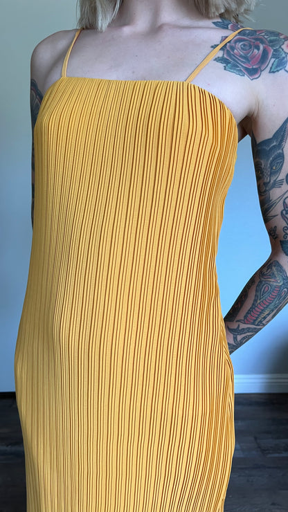 Elliatt Pleated Midi Dress in Canary Yellow - XS