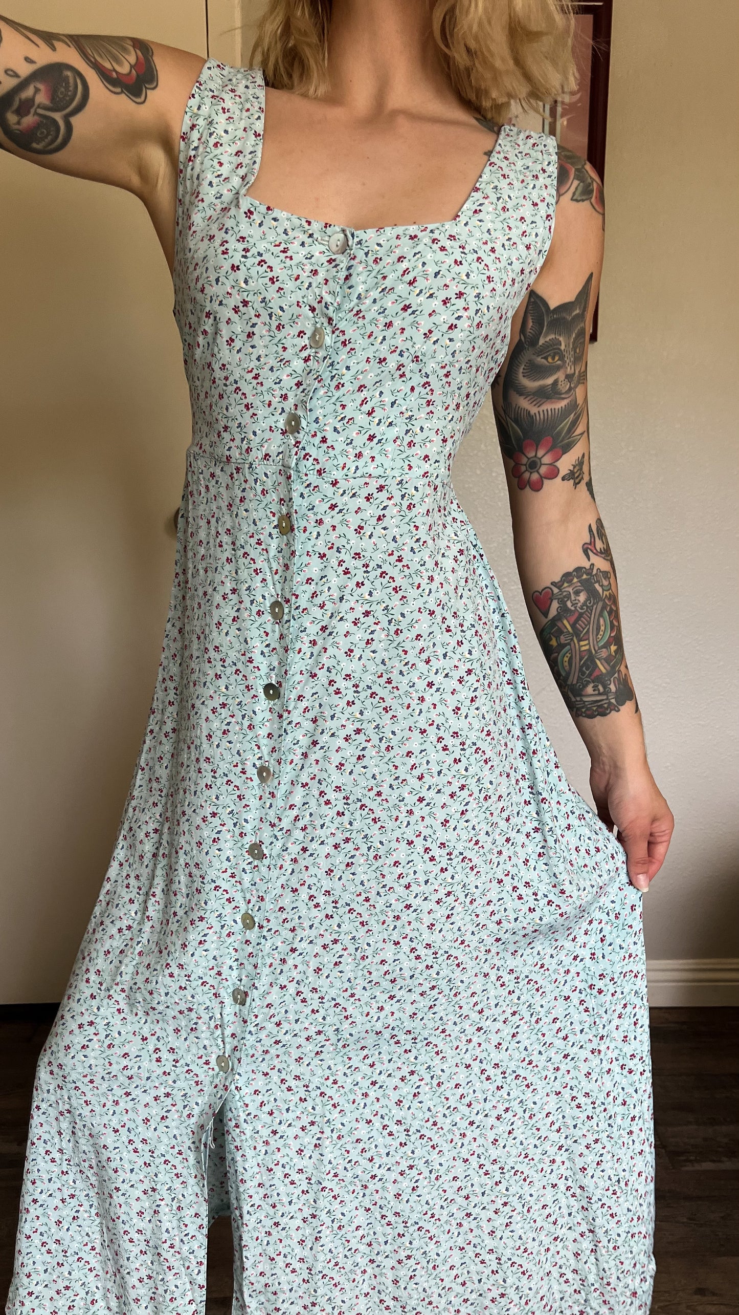 Vintage Maxi Floral Dress - Small