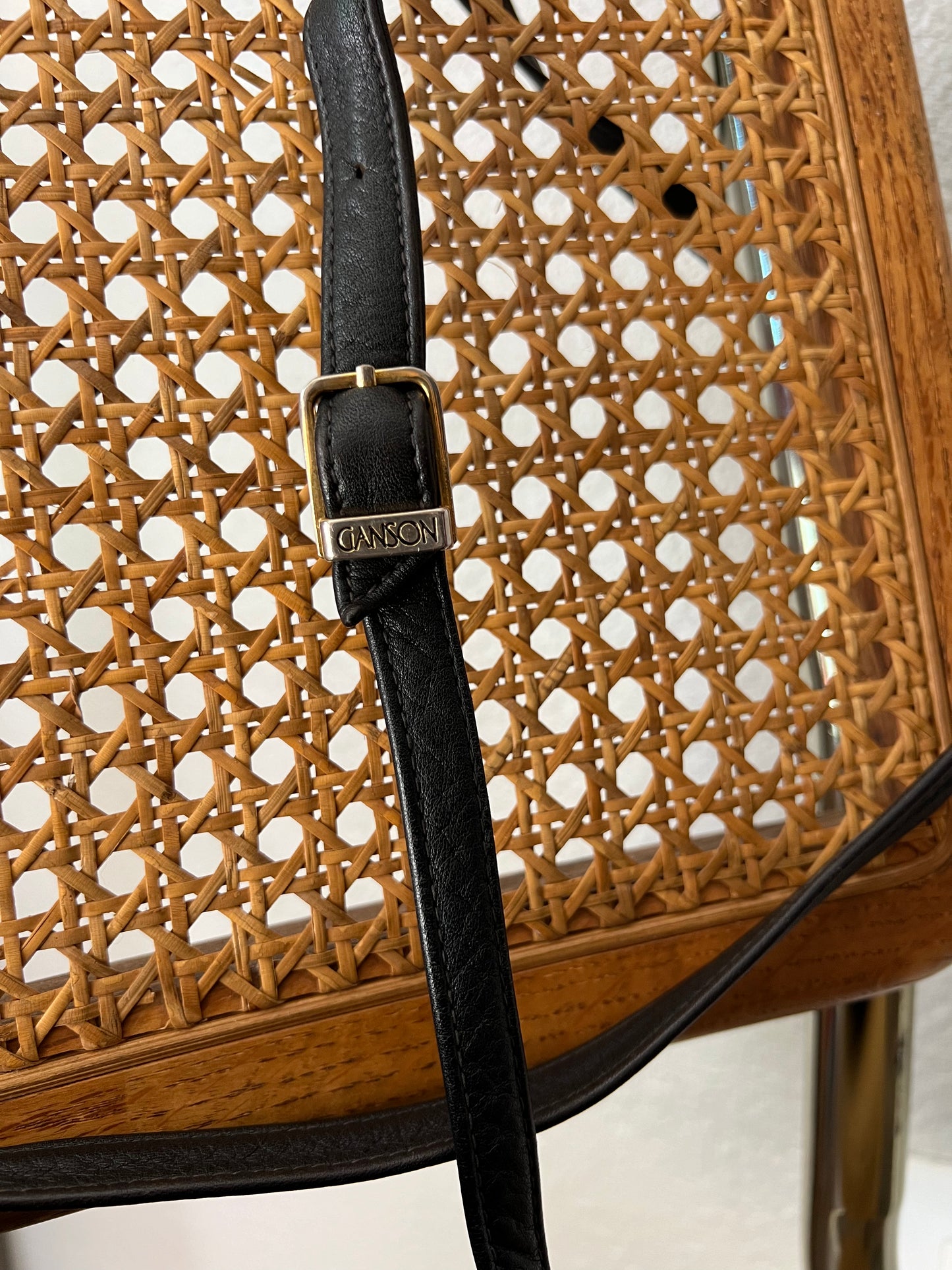 90s Ganson Woven Leather Crossbody Bag