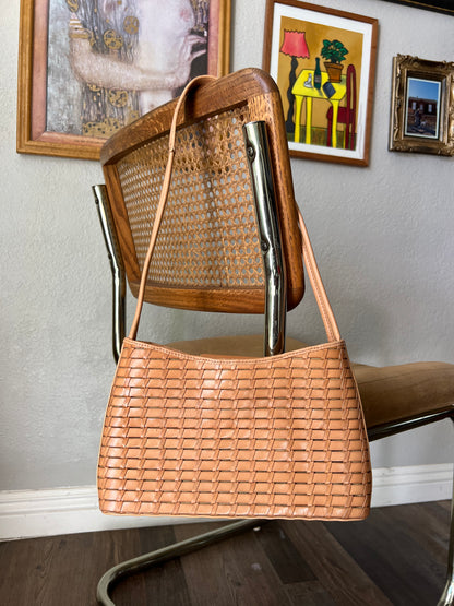 Fossil Honey Genuine Leather Woven Shoulder Bag