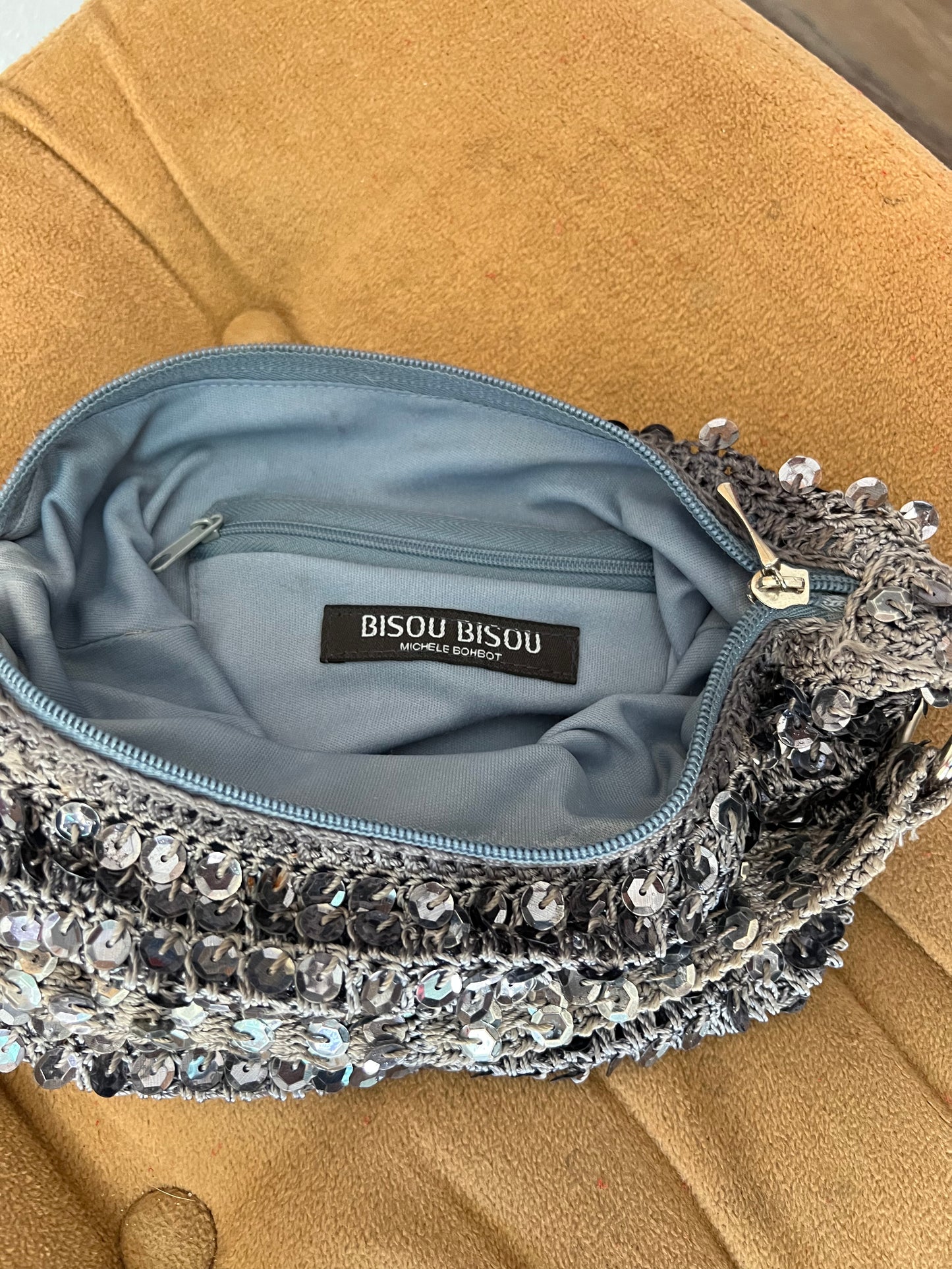 Y2K Bisou Bisou Silver Sparkling Sequins Handbag